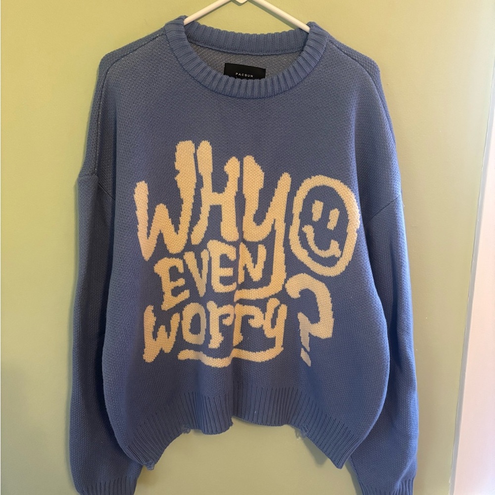 NWT PacSun Light Blue Graphic Sweater Size M